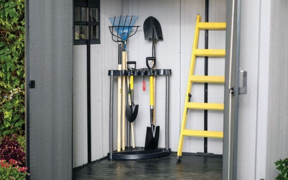 Corner sales tool rack