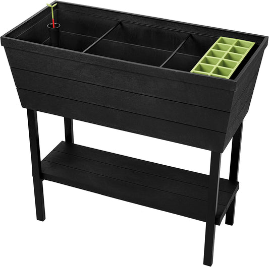 Urban Bloomer 48 L Raised Garden Bed with Self Watering Planter Box and Drainage Plug, Brown