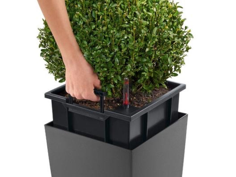 LECHUZA CUBICO 40 CHARCOAL METALLIC