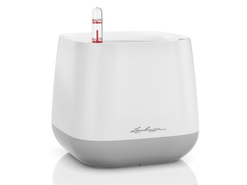 LECHUZA YULA PLANTER WHITE/GREY SEMI-GLOSS