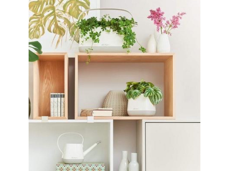 LECHUZA YULA PLANTER WHITE/GREY SEMI-GLOSS