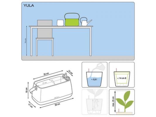LECHUZA YULA PLANT BAG WHITE/GRAY SEMI-GLOS
