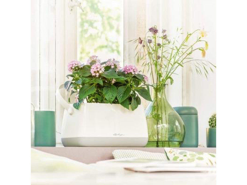 LECHUZA YULA PLANT BAG WHITE/GRAY SEMI-GLOS