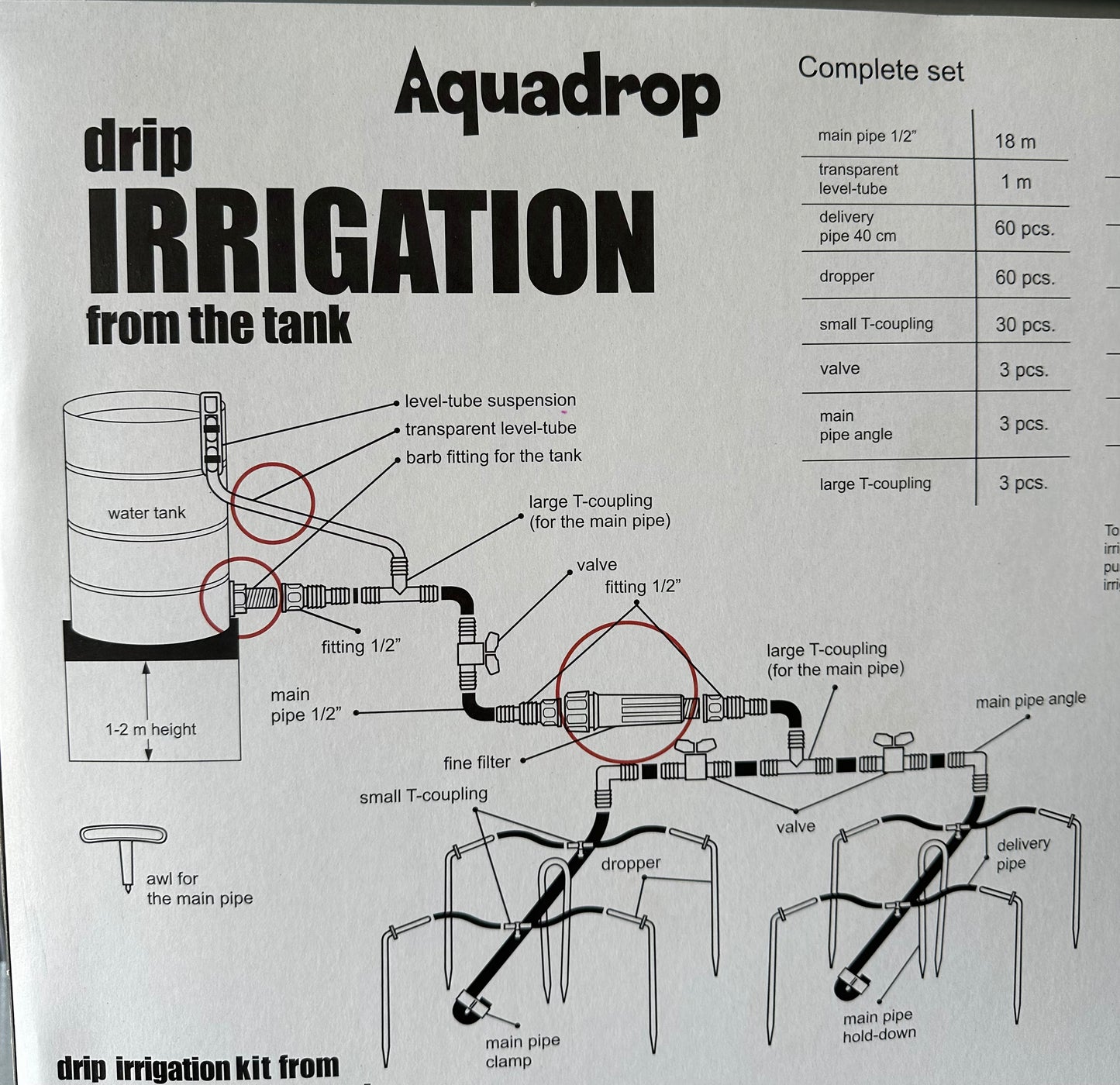 AQUADROP WATER DRIP SYSTEM Water Tank/Timer