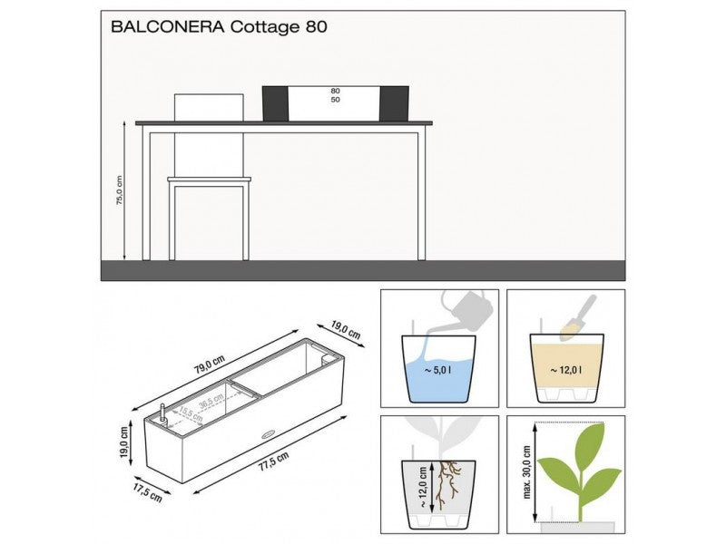 LECHUZA BALCONERA COTTAGE 80 WHITE