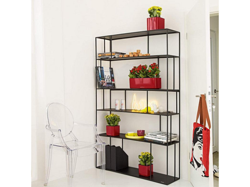 LECHUZA CUBE GLOSSY TRIPLE SCARLET RED HIGH-GLOSS