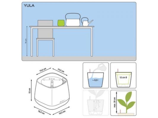 LECHUZA YULA PLANTER WHITE/GREY SEMI-GLOSS