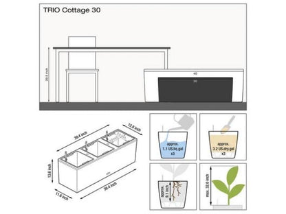 LECHUZA TRIO COTTAGE 30 GRANITE