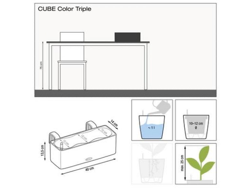 LECHUZA CUBE COLOR TRIPLE WHITE