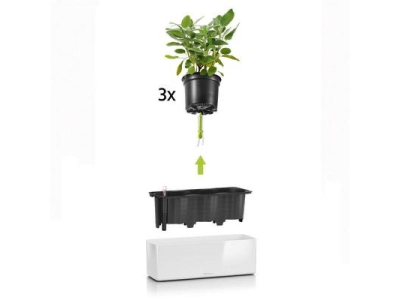 LECHUZA CUBE GLOSSY TRIPLE CHARCOAL HIGH-GLOSS